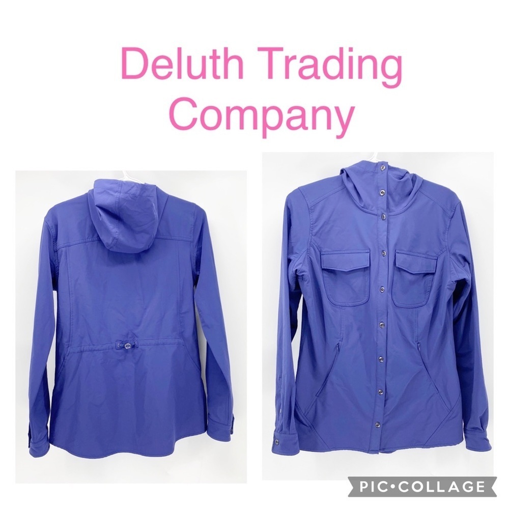 Duluth Trading Flexpedition Shacket Hooded Purple Outdoor hiking camping